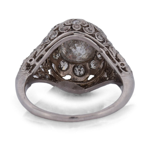 Bague 55 Bague ancienne en platine et diamants 58 Facettes AN472 (00049)