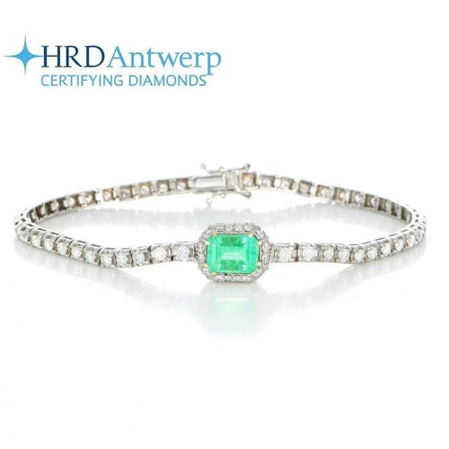 Bracelet Bracelet en or blanc 18 carats avec diamants et émeraude 58 Facettes