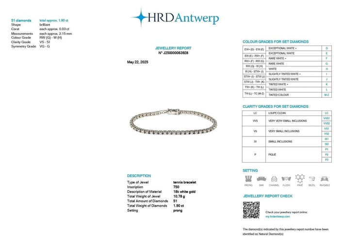 Bracelet Bracelet tennis en or blanc 18 carats et diamants 58 Facettes