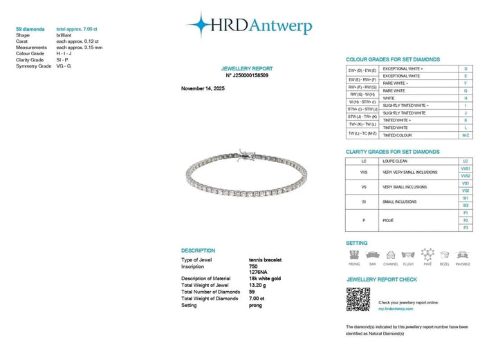 Bracelet Bracelet en or blanc 18 carats et diamants 7,00 ct 58 Facettes