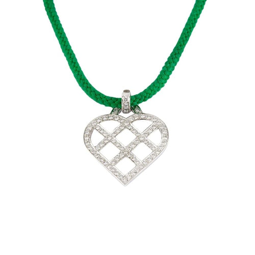 Pendentif O.J. Perrin - Pendentif cœur pavé de diamants en or blanc 58 Facettes