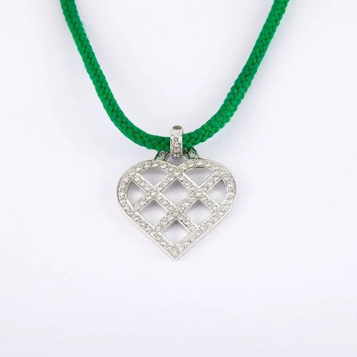 Pendentif O.J. Perrin - Pendentif cœur pavé de diamants en or blanc 58 Facettes