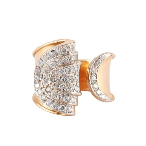 Bague 55 Bague drapée en or jaune et or gris 750 sertie de diamants 58 Facettes