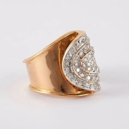 Bague 55 Bague drapée en or jaune et or gris 750 sertie de diamants 58 Facettes