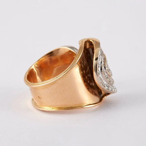Bague 55 Bague drapée en or jaune et or gris 750 sertie de diamants 58 Facettes