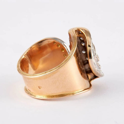 Bague 55 Bague drapée en or jaune et or gris 750 sertie de diamants 58 Facettes