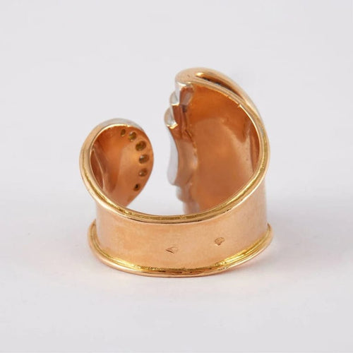 Bague 55 Bague drapée en or jaune et or gris 750 sertie de diamants 58 Facettes