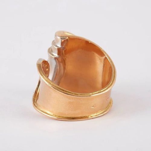 Bague 55 Bague drapée en or jaune et or gris 750 sertie de diamants 58 Facettes