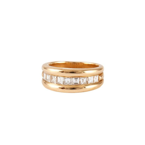 Bague 52 Bague jonc en or jaune 750/1000 sertie de diamants taille carrée 58 Facettes