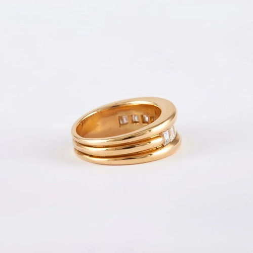 Bague 52 Bague jonc en or jaune 750/1000 sertie de diamants taille carrée 58 Facettes
