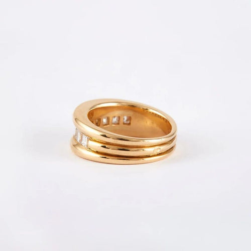 Bague 52 Bague jonc en or jaune 750/1000 sertie de diamants taille carrée 58 Facettes