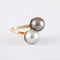 Bague 52 Bague Toi & Moi en or jaune 750 avec perles et diamants 58 Facettes