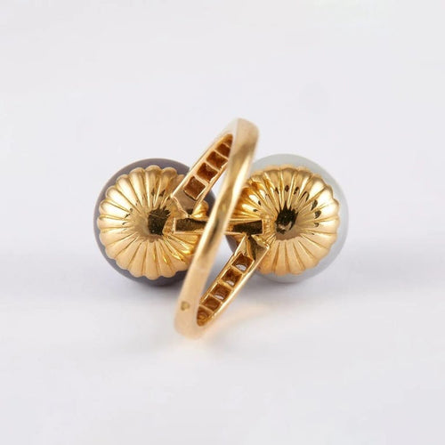 Bague 52 Bague Toi & Moi en or jaune 750 avec perles et diamants 58 Facettes