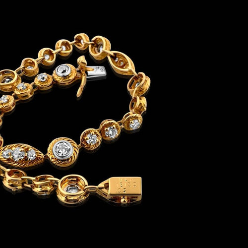 Bracelet Van Cleef & Arpels - Bracelet rivière en or jaune et diamants taille ancienne 58 Facettes A7