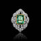 Bague Bague Art déco en or jaune et blanc, émeraude et diamants 58 Facettes F5