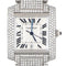 Montre Cartier Tank Française réf. 2302 - Montre en acier et diamants (24,00 ct) 58 Facettes