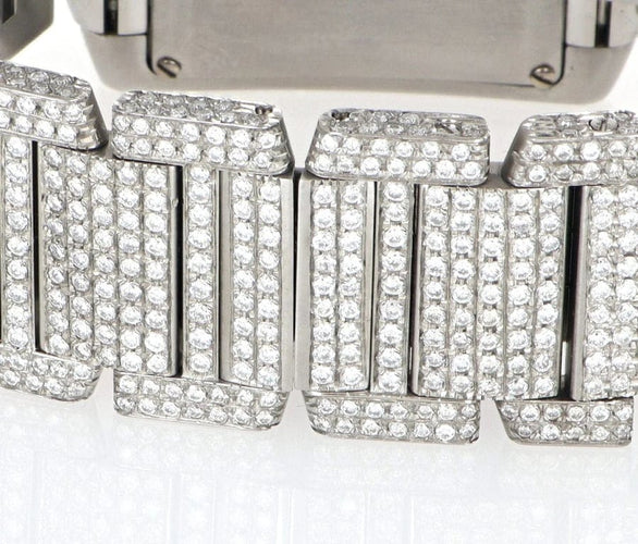 Montre Cartier Tank Française réf. 2302 - Montre en acier et diamants (24,00 ct) 58 Facettes