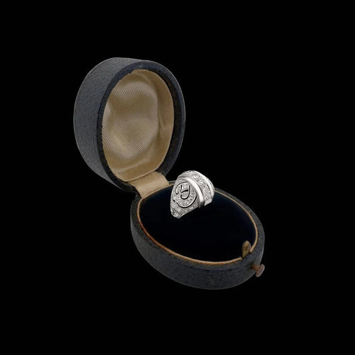 Bague 53 Art déco - Bague en platine et diamants 58 Facettes F20