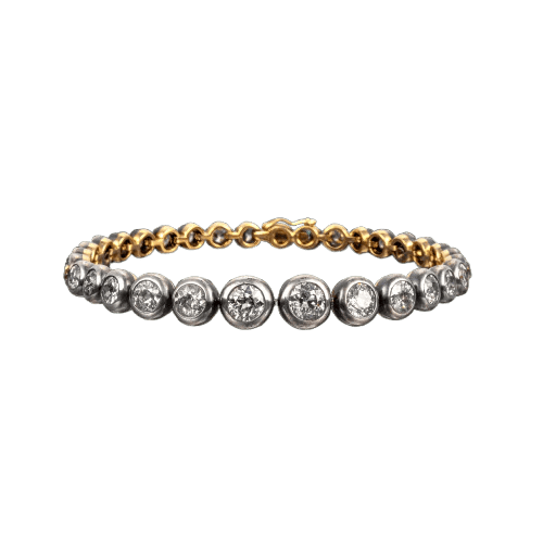 Bracelet Bracelet portugais XIXe siècle en or jaune 19,2 ct, argent et diamants 58 Facettes A15