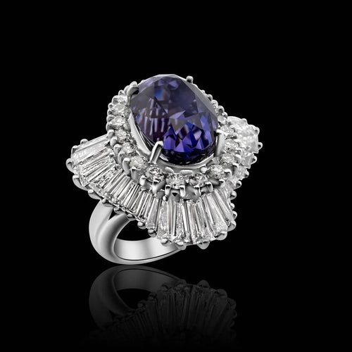 Bague 57 Bague en or blanc 18 carats sertie d’un saphir de Ceylan 10,06 ct 58 Facettes F24