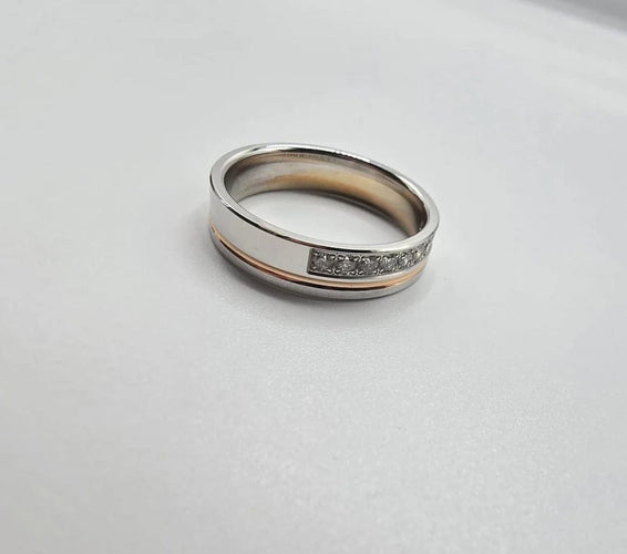 Bague 56 Bague sertie de diamants en or blanc, jaune et rose 18k 58 Facettes 1-0000636/2