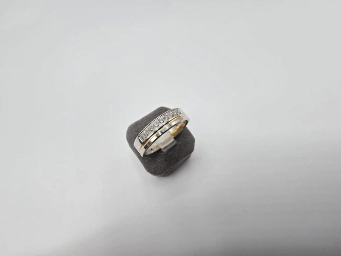 Bague 56 Bague sertie de diamants en or blanc, jaune et rose 18k 58 Facettes 1-0000636/2
