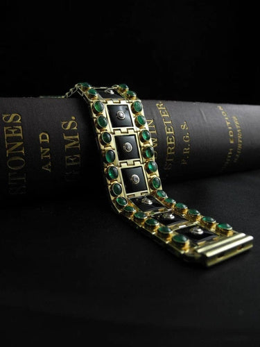 Bracelet Zancan - Bracelet articulé en or jaune 18k, onyx, émeraudes et diamants 58 Facettes