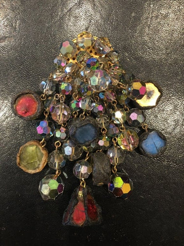 Broche Line Vautrin - Broche en bronze doré avec talosel et perles de verre 58 Facettes