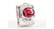 Bague 58 Bague bandeau en or gris avec rubellite et diamants 58 Facettes