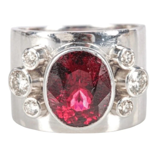 Bague 58 Bague bandeau en or gris, rubellite et diamants 58 Facettes