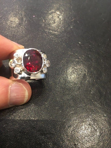 Bague 58 Bague bandeau en or gris avec rubellite et diamants 58 Facettes