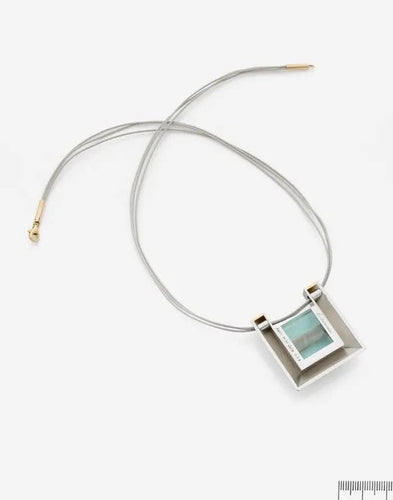 Collier Collier d’artiste - Pendentif en platine et or jaune 18k, aigue-marine et diamant 58 Facettes