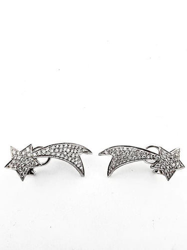 Boucles d'oreilles Boucles d'oreilles comète point lumineux en or blanc et diamants 58 Facettes