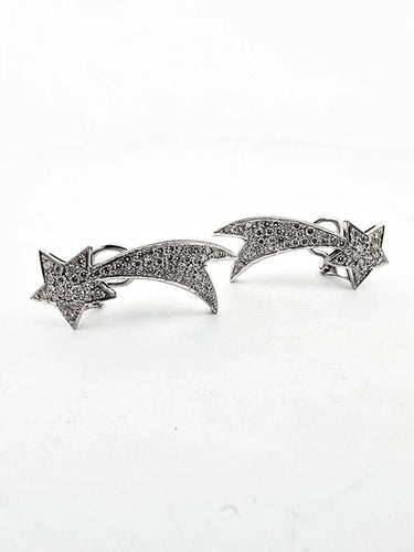 Boucles d'oreilles Boucles d'oreilles comète point lumineux en or blanc et diamants 58 Facettes