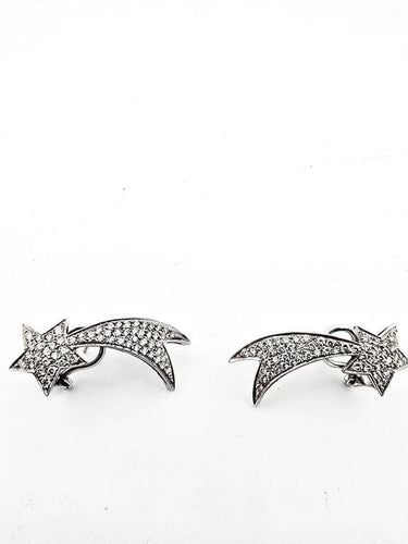 Boucles d'oreilles Boucles d'oreilles comète point lumineux en or blanc et diamants 58 Facettes