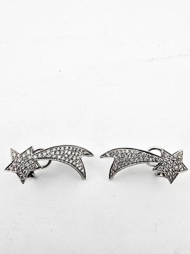 Boucles d'oreilles Boucles d'oreilles comète point lumineux en or blanc et diamants 58 Facettes