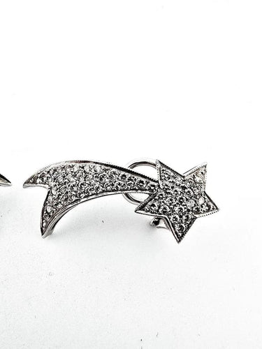 Boucles d'oreilles Boucles d'oreilles comète point lumineux en or blanc et diamants 58 Facettes