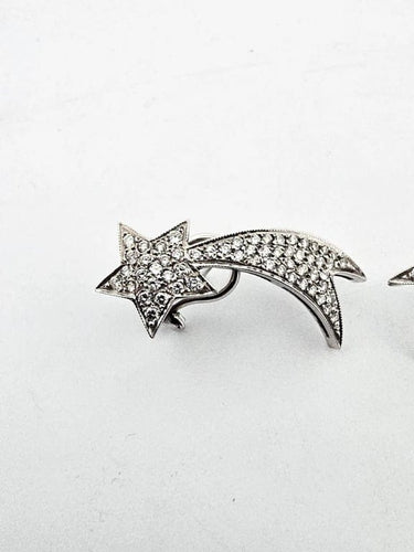 Boucles d'oreilles Boucles d'oreilles comète point lumineux en or blanc et diamants 58 Facettes