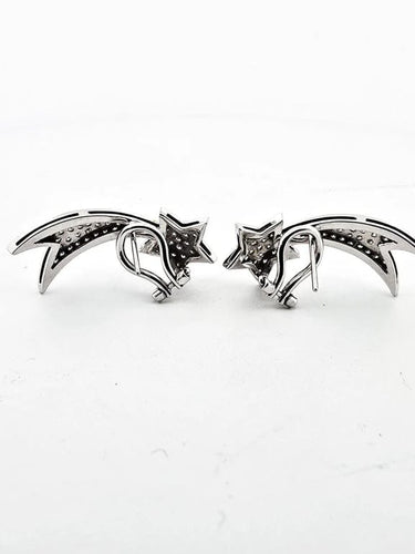 Boucles d'oreilles Boucles d'oreilles comète point lumineux en or blanc et diamants 58 Facettes