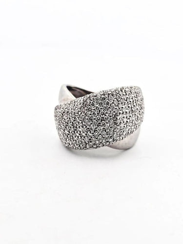 Bague 61 Bague en or blanc 18 carats sertie de diamants 3,50 ct 58 Facettes