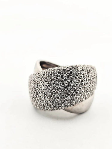 Bague 61 Bague en or blanc 18 carats sertie de diamants 3,50 ct 58 Facettes