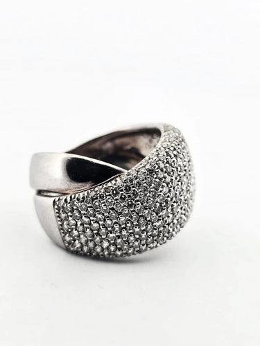 Bague 61 Bague en or blanc 18 carats sertie de diamants 3,50 ct 58 Facettes