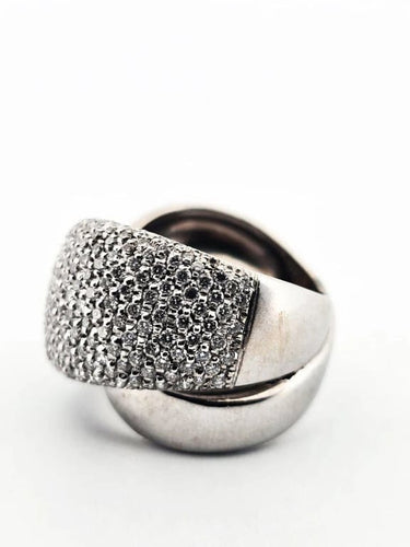 Bague 61 Bague en or blanc 18 carats sertie de diamants 3,50 ct 58 Facettes
