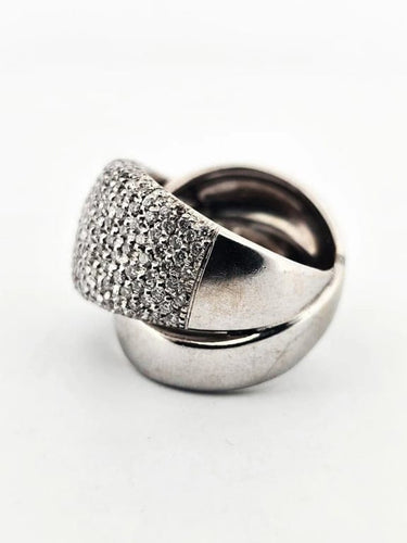 Bague 61 Bague en or blanc 18 carats sertie de diamants 3,50 ct 58 Facettes
