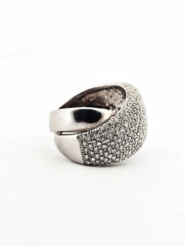 Bague 61 Bague en or blanc 18 carats sertie de diamants 3,50 ct 58 Facettes