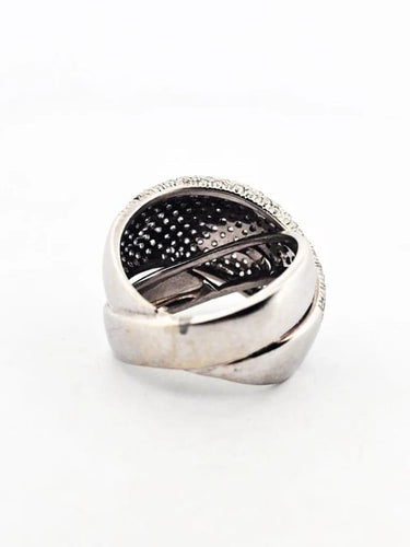 Bague 61 Bague en or blanc 18 carats sertie de diamants 3,50 ct 58 Facettes