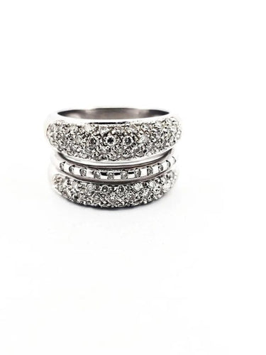 Bague 56 Bague en or blanc 18K avec diamants 1,00 ct 58 Facettes