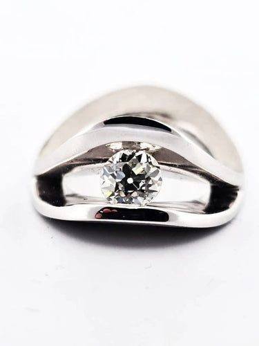 Bague 53 Bague solitaire en or blanc avec diamant 0,80 ct 58 Facettes