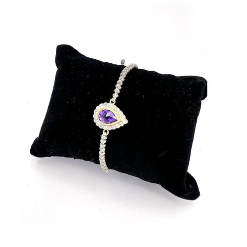 Bracelet Pulsera goutte d’eau en or jaune 18K avec diamants et améthyste 58 Facettes UKA000077GM