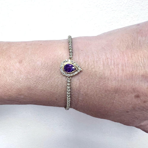 Bracelet Pulsera goutte d’eau en or jaune 18K avec diamants et améthyste 58 Facettes UKA000077GM